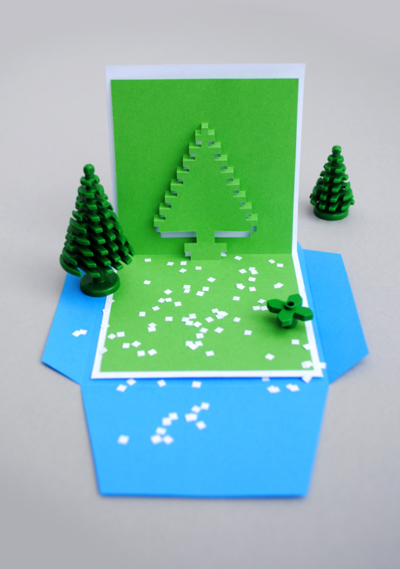 Christmas pixel pop up cards