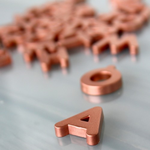 copper alphabet magnets (via kojo-designs)