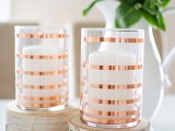 copper striped candleholders