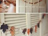 a bright paper leaf Thanksgiving garland with wishes is a great idea for fall and Thanksgiving decor