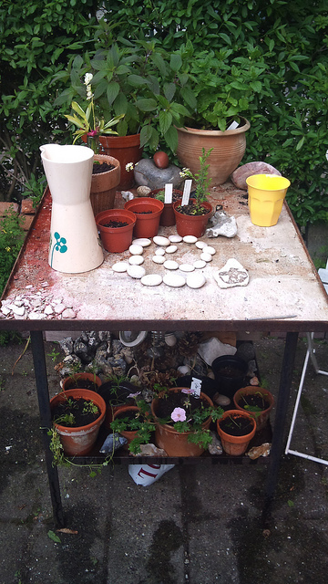 Potting Station On A Small Table