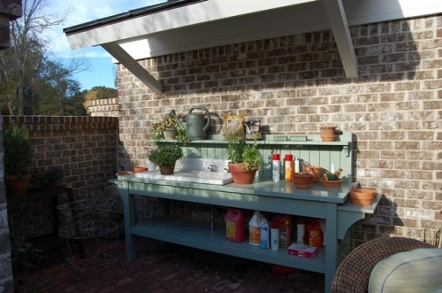 Potting Station With A Small Shed Roof