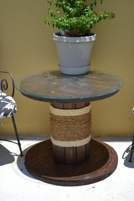 cable spool table (via camelotartcreations)