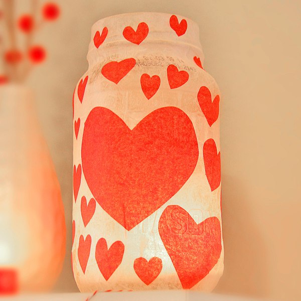 recycled tissue heart jar