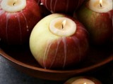 real apples used as candleholders are great for decorating for the fall, they are natural and fresh and you can make them fast