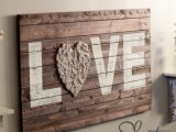 wood rosette love sign