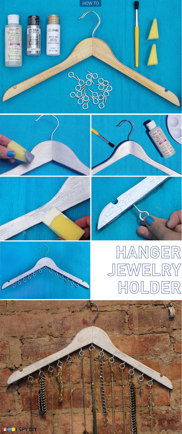 clothes hanger jewelry holder (via ispydiy)