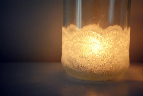 Romantic Lace Jars As Vases And Candle Holders
