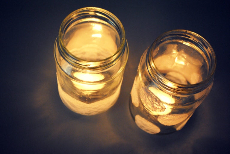 Romantic Lace Jars As Vases And Candle Holders