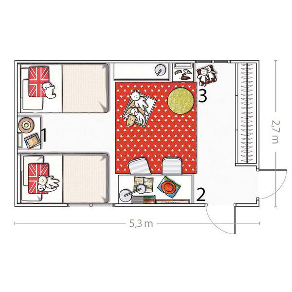 14.3 Square Meter Room For Two Girls