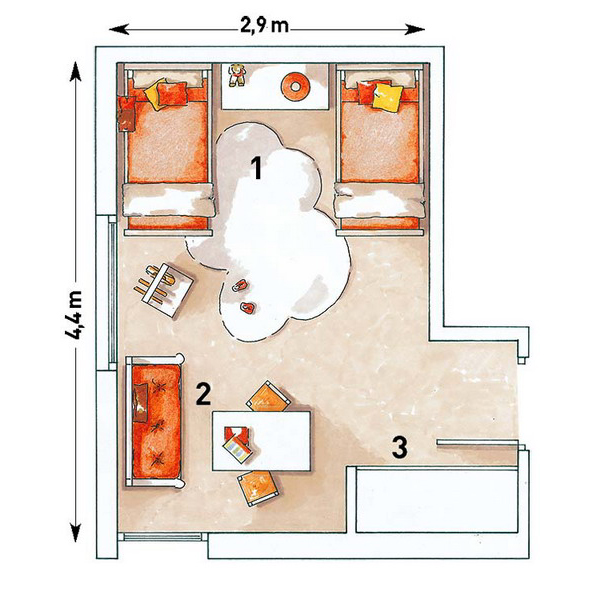 14.7 Square Meter Room For Two Girls
