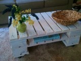 pallet coffee table with a shelf