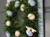 Easter grass and eggs wreath