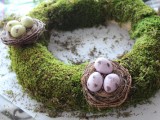 moss wreath with nests
