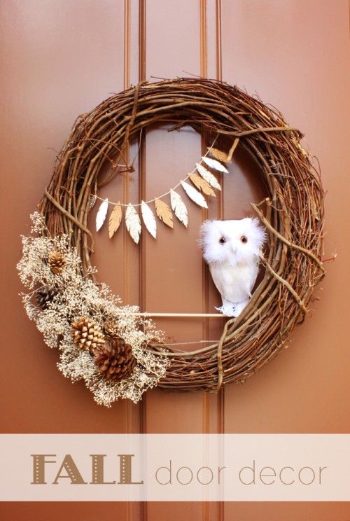 rustic fall owl wreath