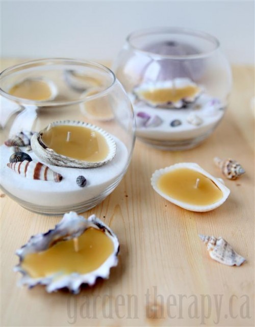 Seashell Beeswax Lights To Remember Summer