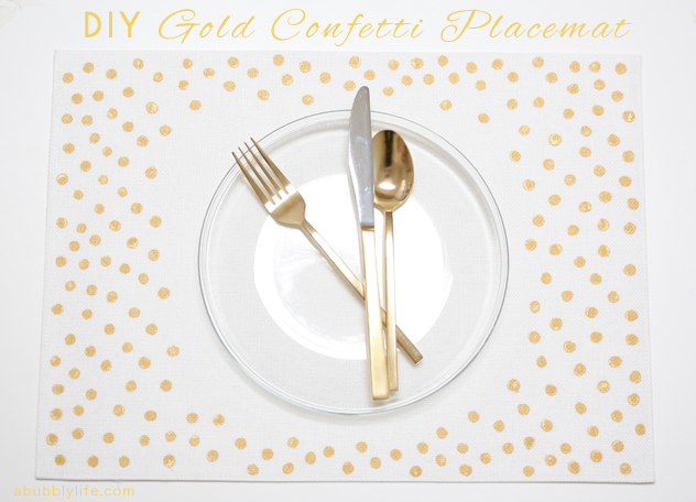 gold confetti placemats