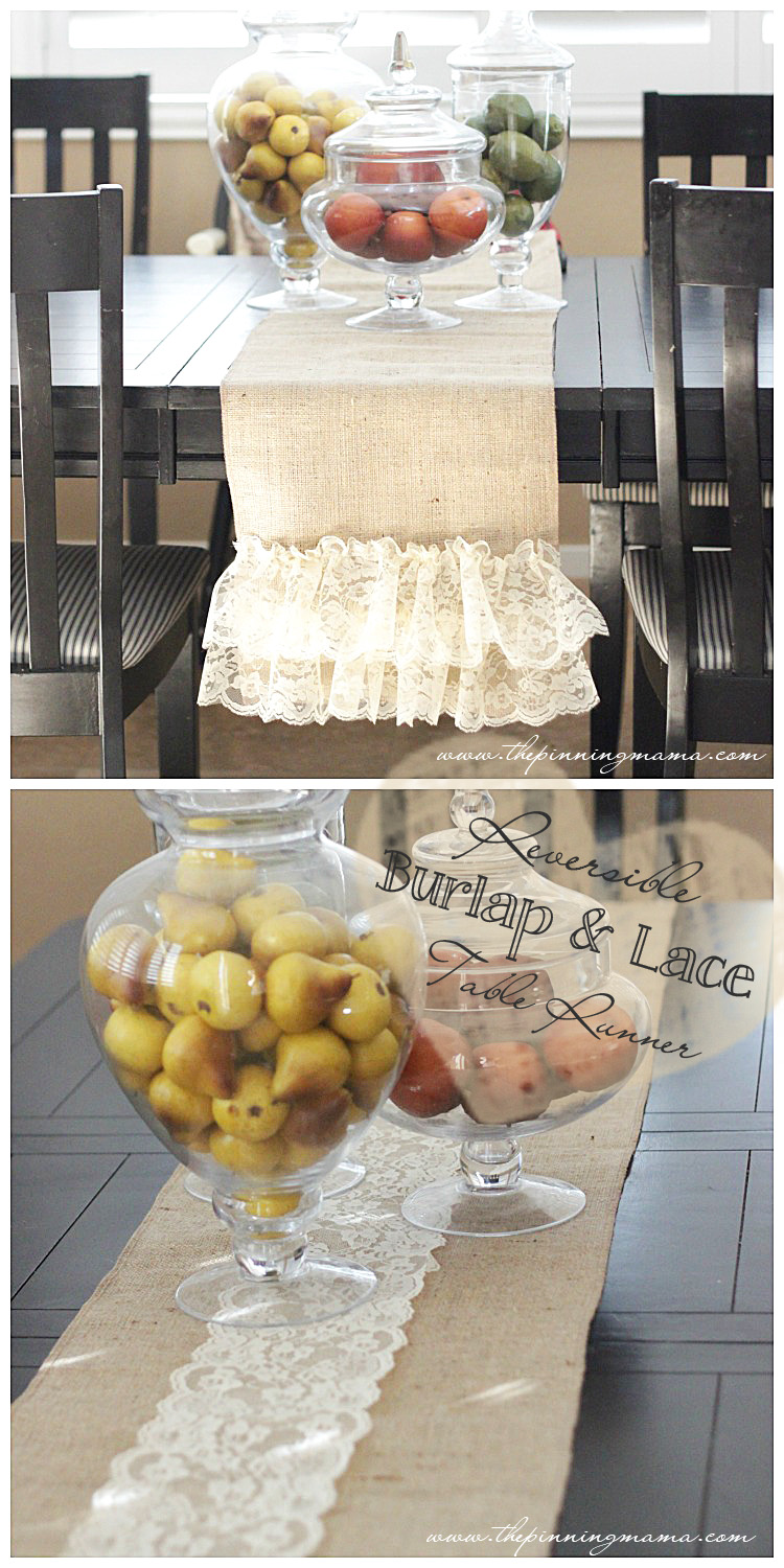 burlap and lace table runner