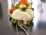 pumpkin and moss centerpiece
