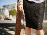 polka dot pencil skirt