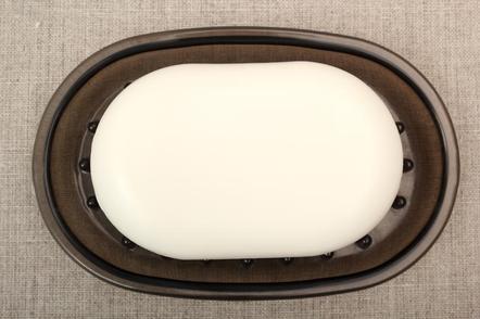 glass coaster soap dish (via homeguides)