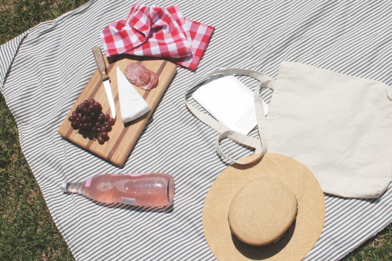 Picture Of simple diy striped picnic blanket  1