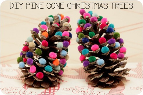 pinecone trees with pompoms (via blogalacart)