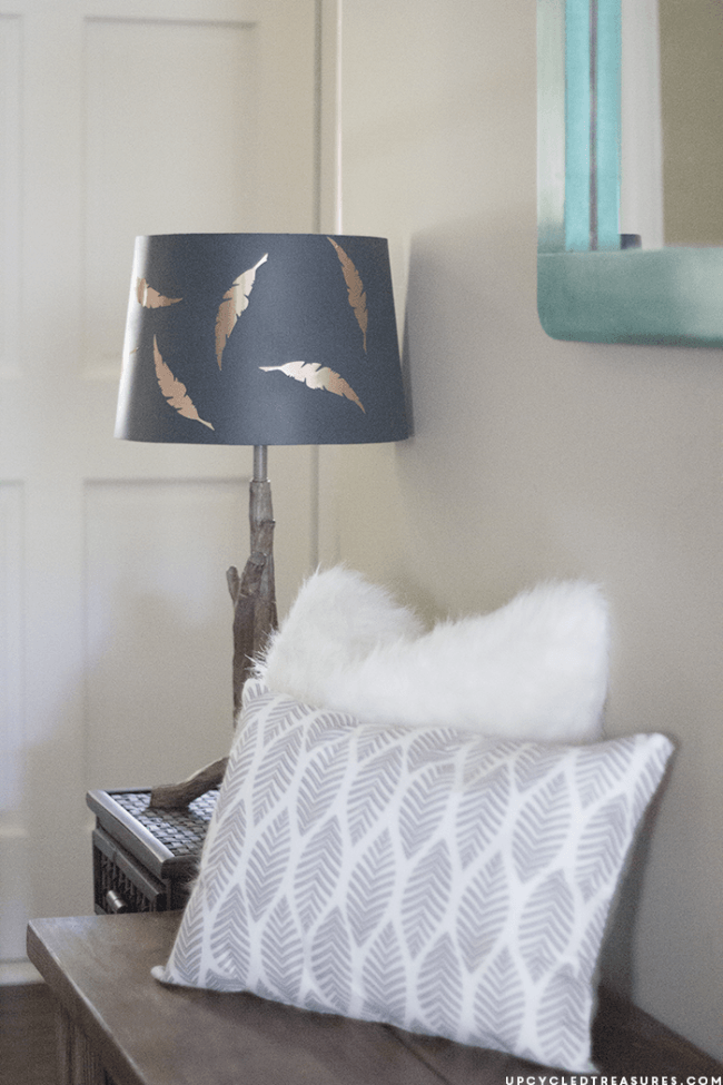 feather patterned lampshade