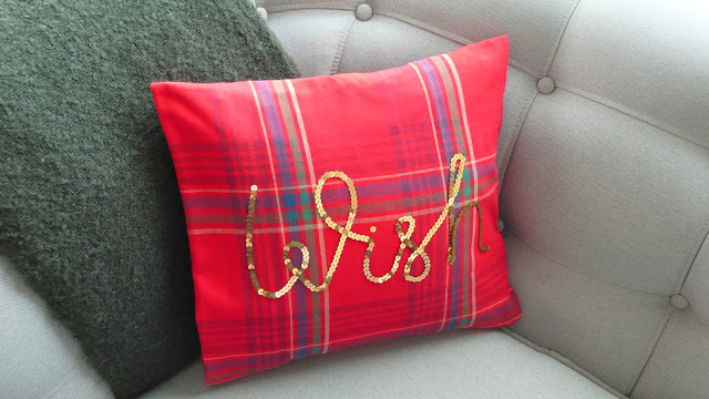 plaid and sequin cushion (via thethingsshemakes)