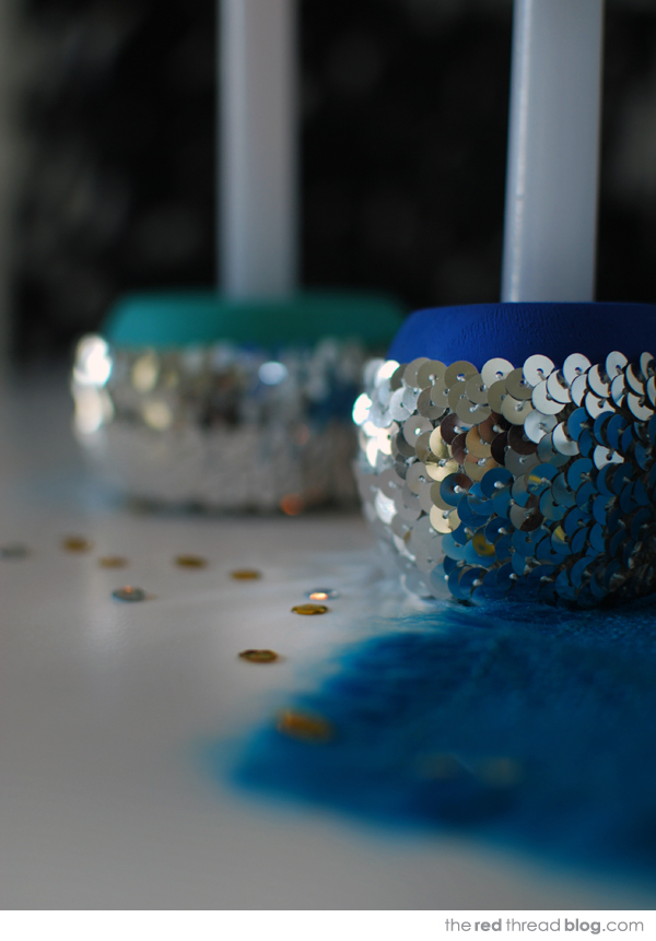 sequin candleholders (via theredthreadblog)