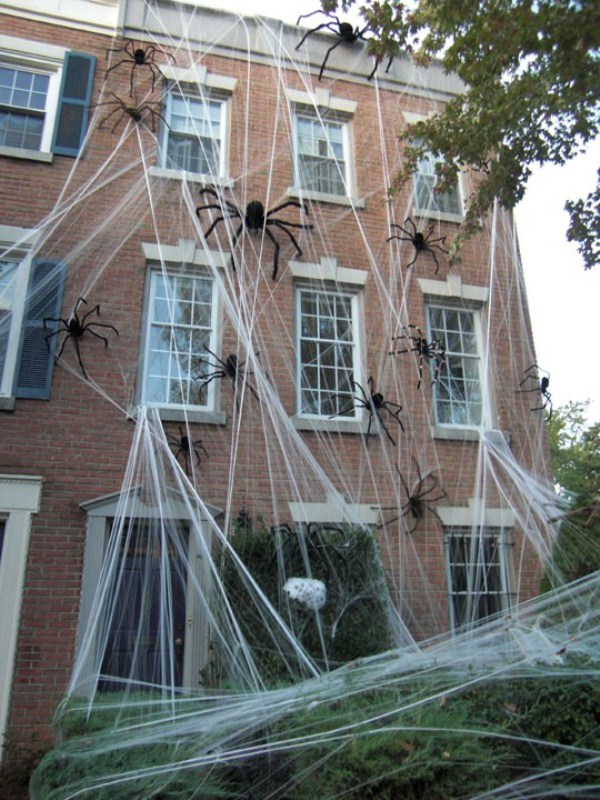 giant spiders in spiderwebs will make your house look very spooky from outdoors and not everyone will risk to visit it