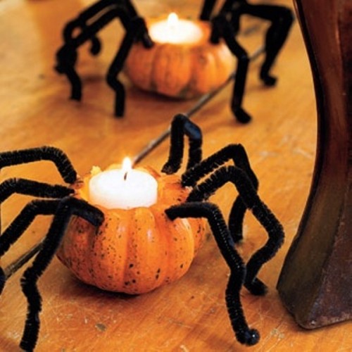 spider-like pumpkin candleholders are very cute, funny and nice for Halloween including kids' parties