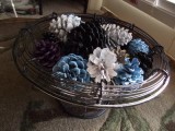 Spray Painted Pinecones In A Bowl