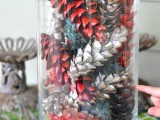 Spray Painted Pinecones In A Vase