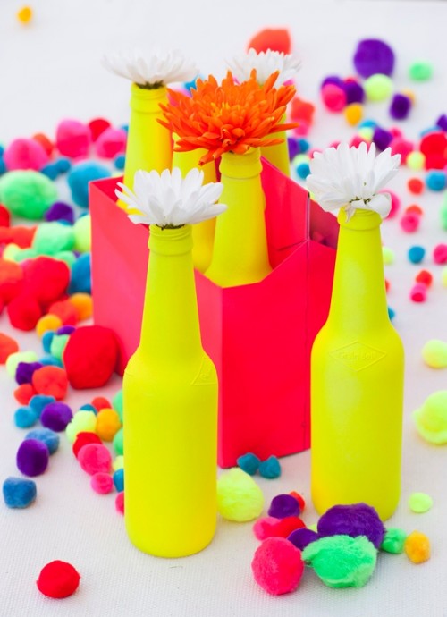 DIY Spring Neon Vases To Raise Your Mood
