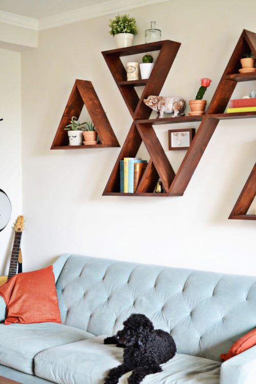 Stylish And Original DIY Triangle Shelf