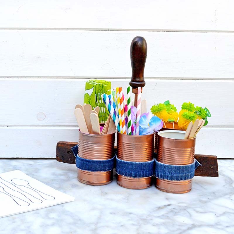 Picture Of stylish diy copper and denim craft caddy  7
