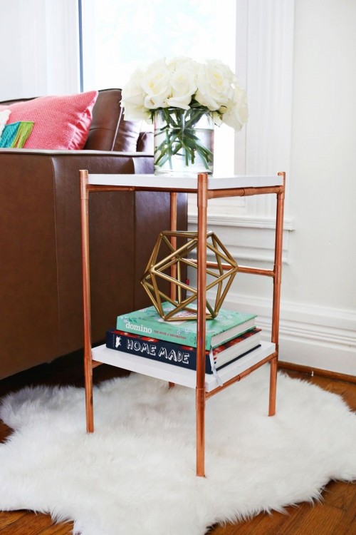 Stylish DIY Copper Pipe Side Table