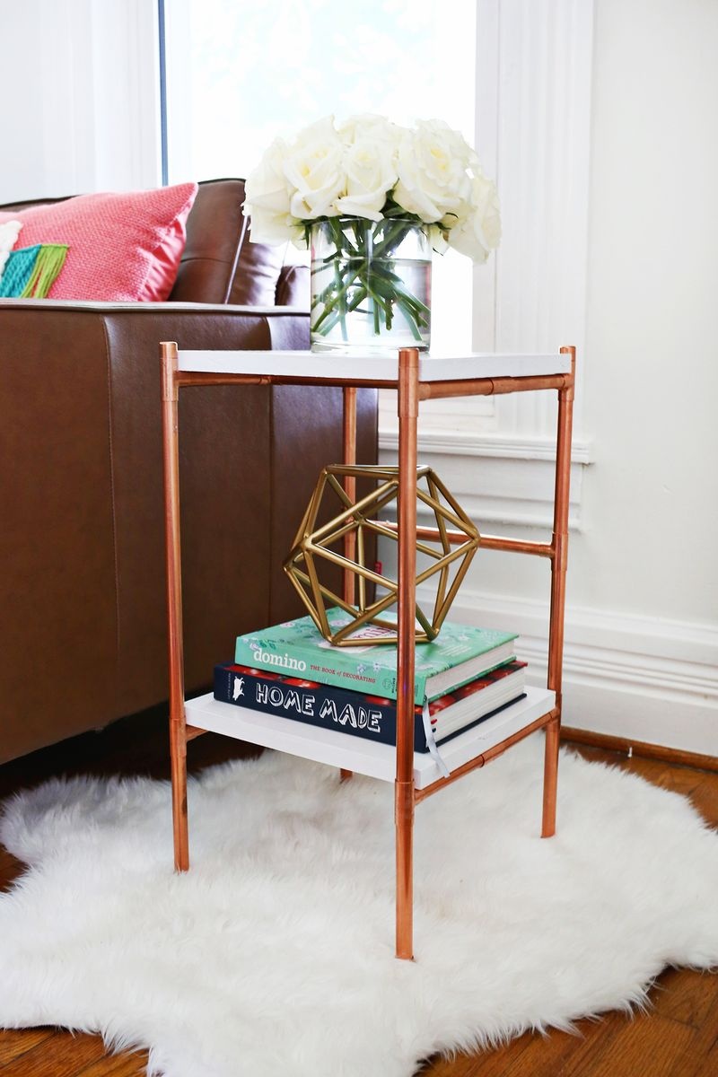 Stylish diy copper pipe side table  1