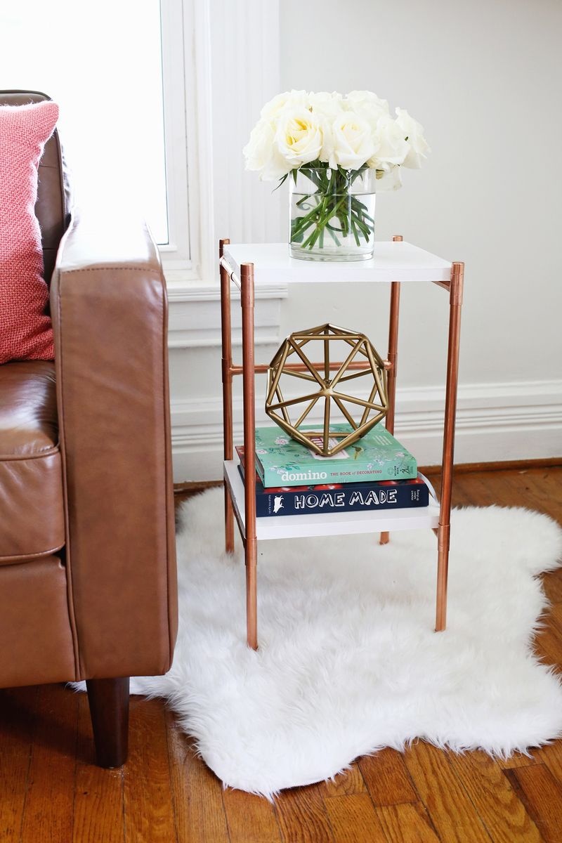 Stylish diy copper pipe side table  7
