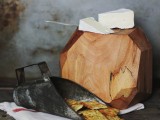wooden geometric cheese block