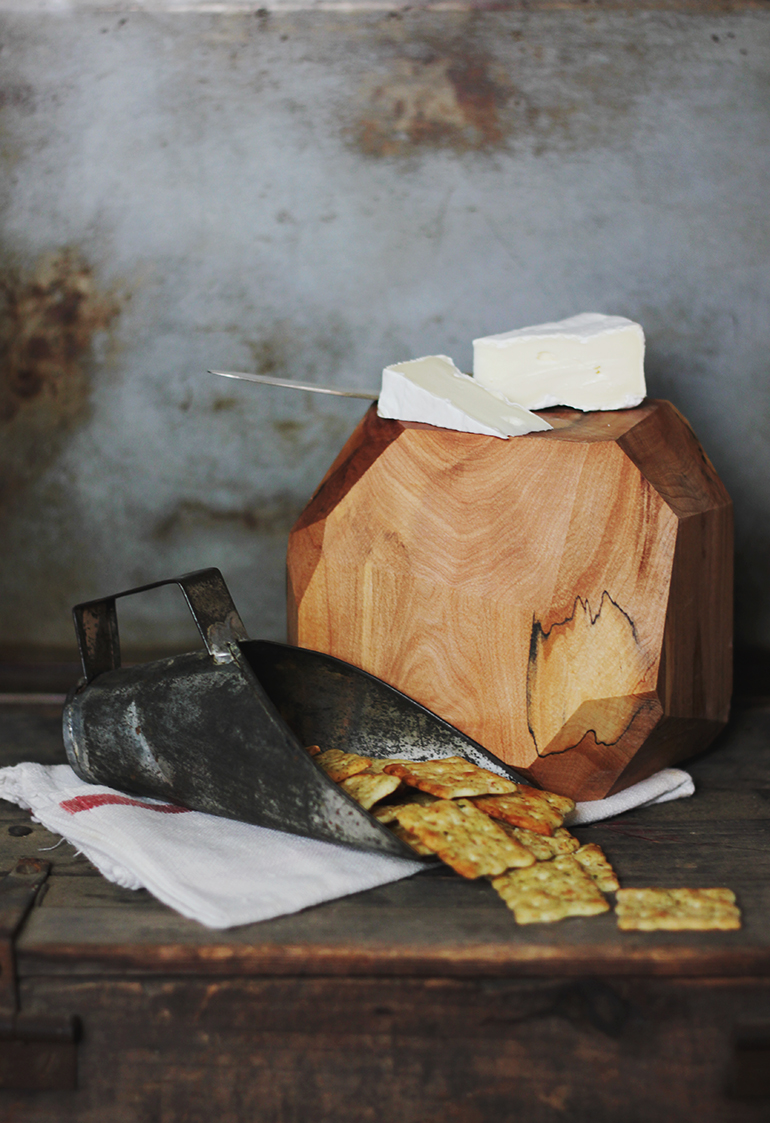 wooden geometric cheese block