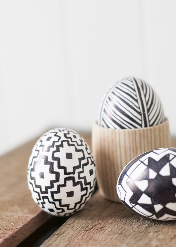 graphic black and white Easter eggs