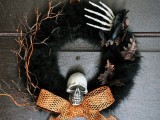 Stylish Halloween Wreath With A Skull And A Hand