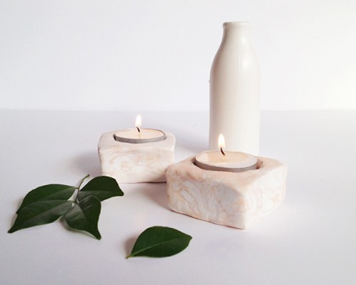 marble candleholders (via shelterness)