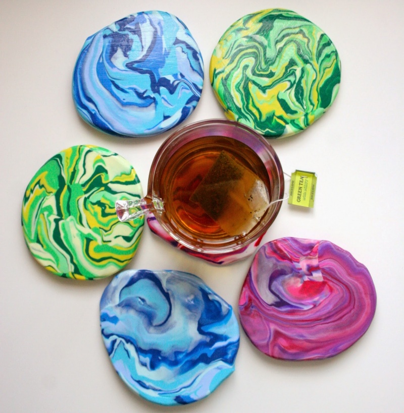 marble clay coasters