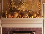 natural pumpkins, leaves and candles are always a good idea for Thanskgiving and fall and it’s rustic and cozy