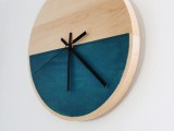 color blocked wooden clock