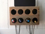 wine rack with hairpin legs