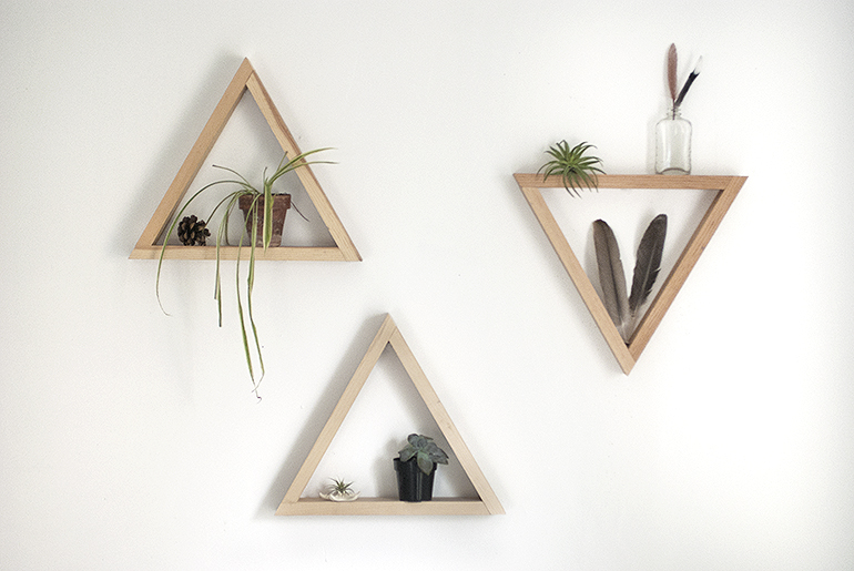 wooden triangle shelves (via themerrythought)
